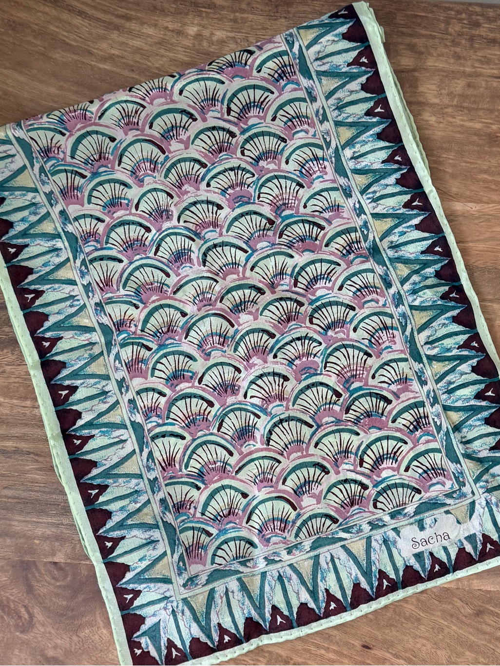 Sacha Vintage Patterned Multi-Colour Silk Scarf